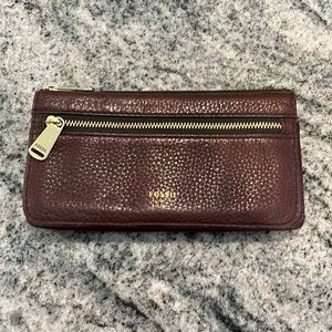Brown leather fossil wallet